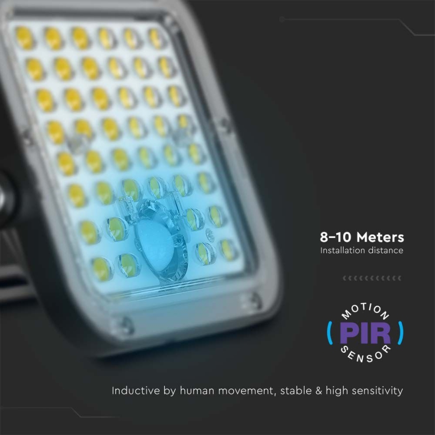 LED Solárny reflektor so senzorom LED/30W/6,4V 4000K + diaľkové ovládanie
