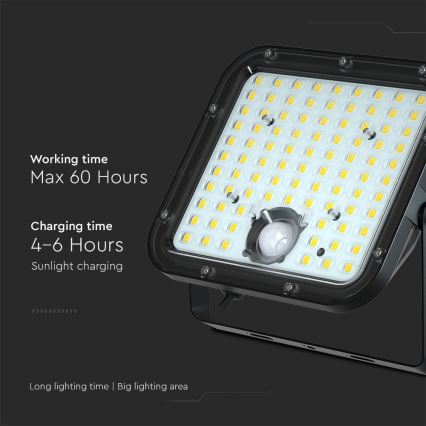 LED Solárny reflektor so senzorom LED/30W/6,4V 4000K + diaľkové ovládanie