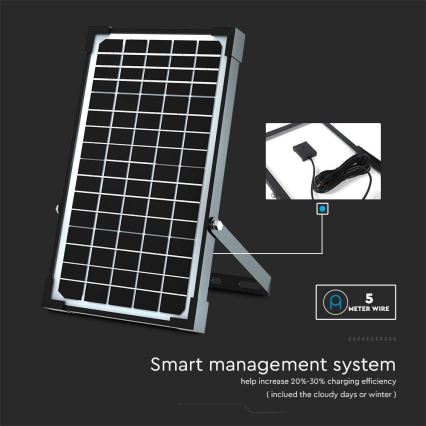 LED Solárny reflektor so senzorom LED/30W/6,4V 4000K + diaľkové ovládanie