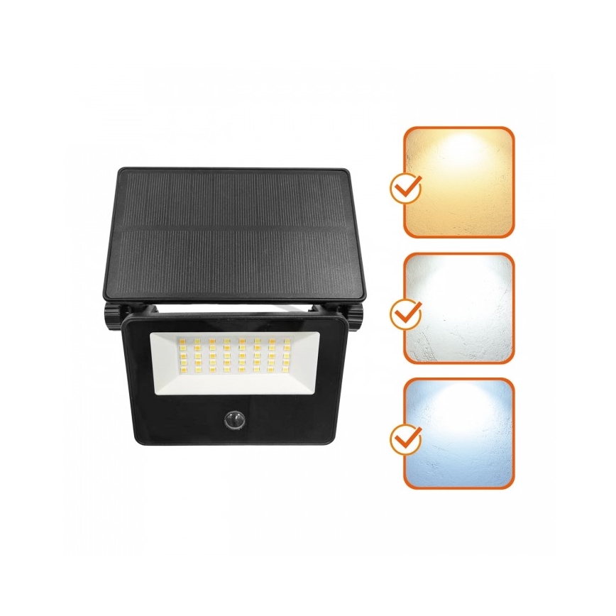 LED solárny reflektor so senzorom NCS G2 LED/20W/3,7V 3000/4000/6500K IP54 2600 mAh