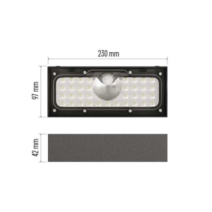 LED Solárny reflektor so senzorom pohybu LED/3,7V 3000mAh 4000K IP65 čierna