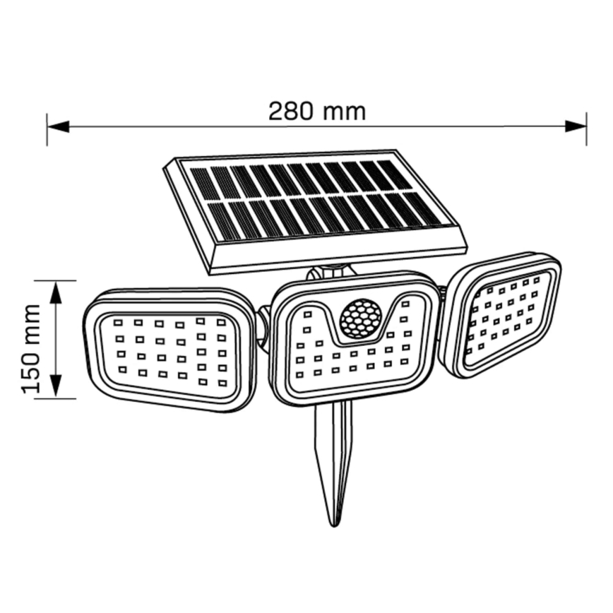 LED Solárny reflektor so senzorom TRIO LED/0,6W/3,7V 1200 mAh IP44