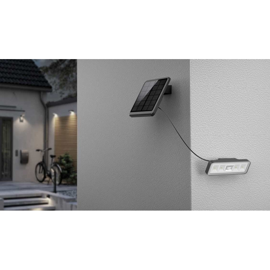 LED Solárny vonkajší reflektor so senzorom LED/8W/3,7V 2000 mAh IP54 čierna