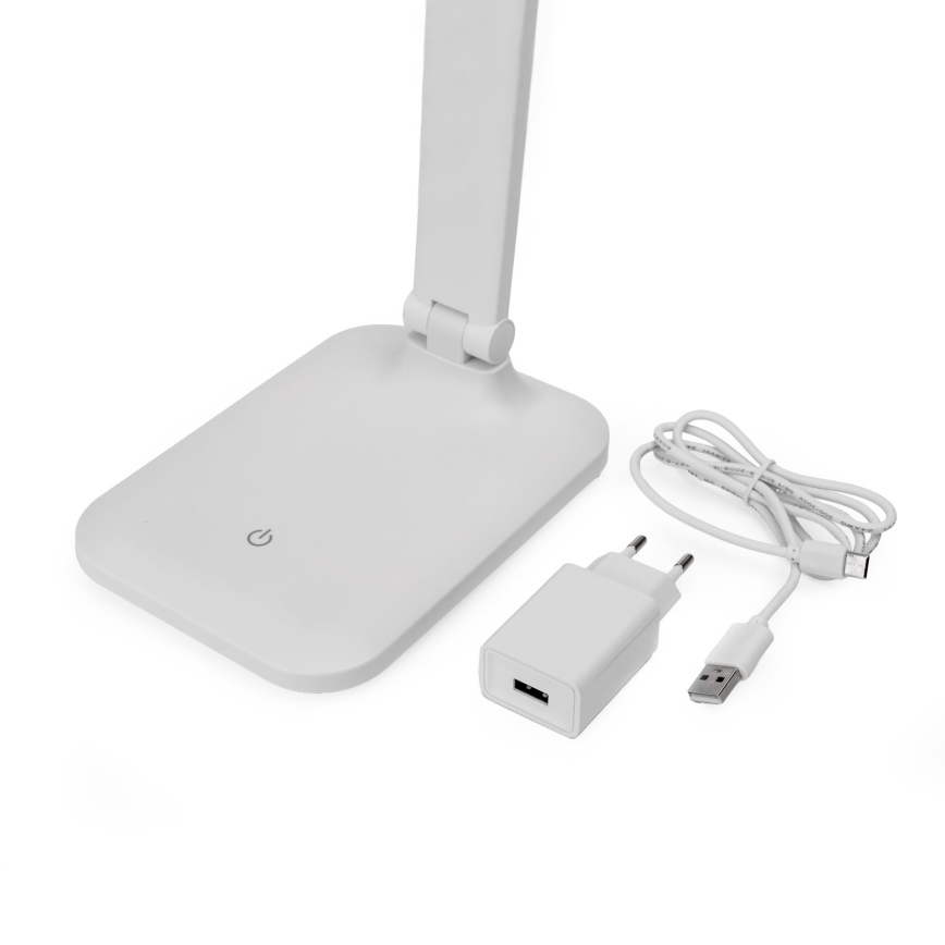 LED Stmievateľná dotyková stolná lampa s bezdrôtovým nabíjaním a USB portom REMUS LED/5W/230V biela