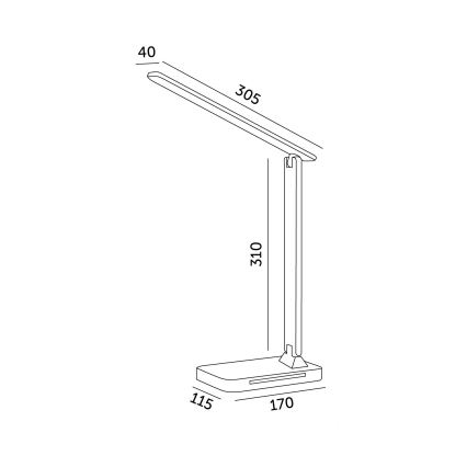 LED Stmievateľná stolná lampa s bezdrôtovým nabíjaním QI, displejom a USB portom LED/7W/230V 3000-6000K čierna