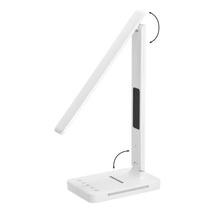 LED Stmievateľná stolná lampa s bezdrôtovým nabíjaním QI, displejom a USB portom LED/7W/230V 3000-6000K biela