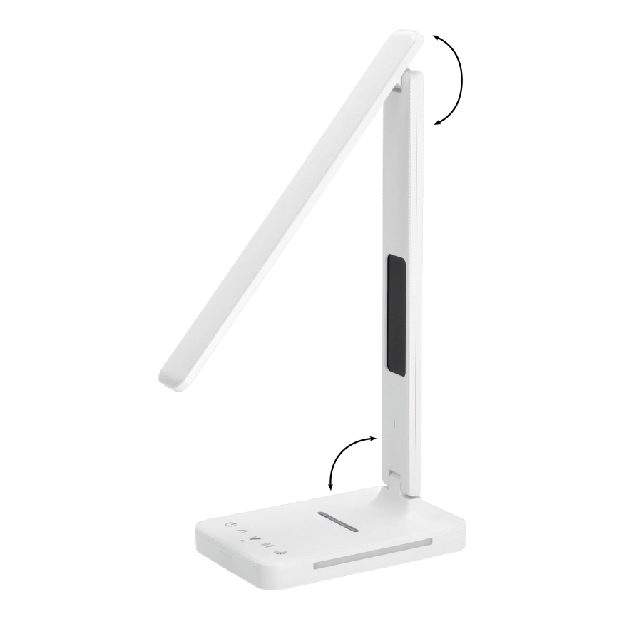 LED Stmievateľná stolná lampa s bezdrôtovým nabíjaním QI, displejom a USB portom LED/7W/230V 3000-6000K biela