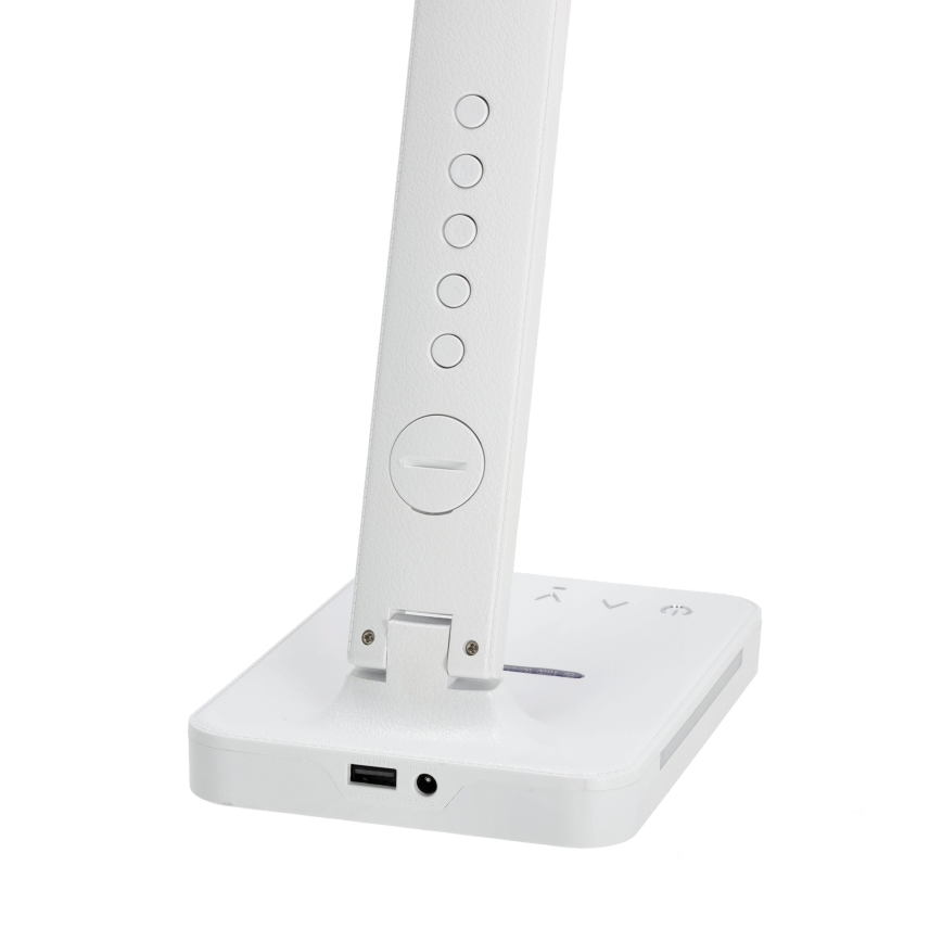 LED Stmievateľná stolná lampa s bezdrôtovým nabíjaním QI, displejom a USB portom LED/7W/230V 3000-6000K biela