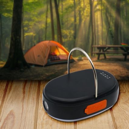 LED Stmievateľná nabíjacia lampa s funkciou powerbanky K4 LED/1W/5V 3000-6500K IPX4 4000 mAh čierna