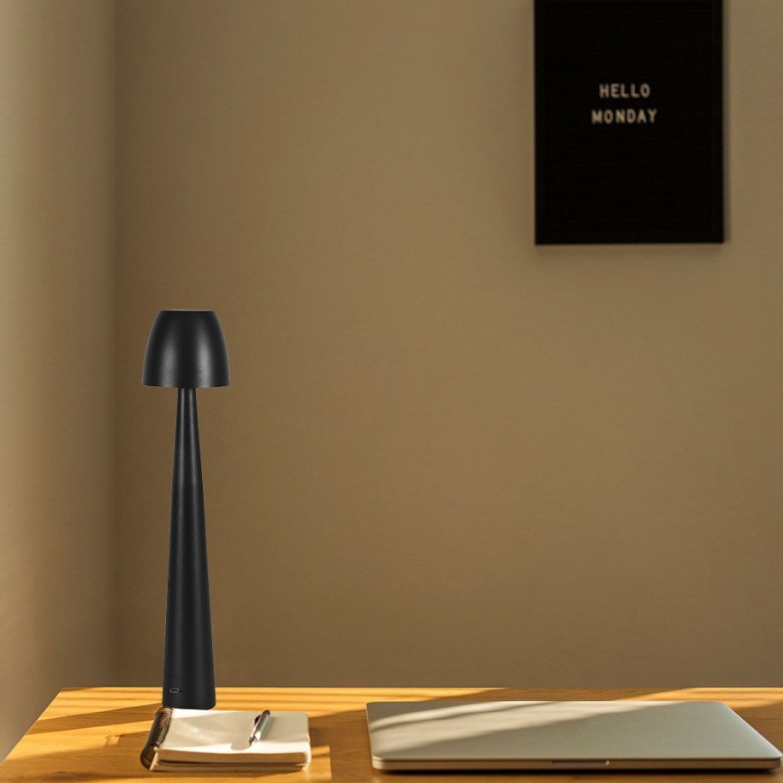 LED Stmievateľná nabíjacia dotyková stolná lampa LED/3W/5V 3000-6000K 1800 mAh čierna