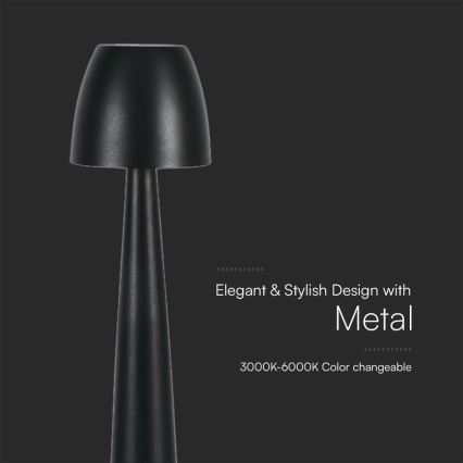LED Stmievateľná nabíjacia dotyková stolná lampa LED/3W/5V 3000-6000K 1800 mAh čierna