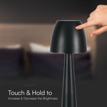 LED Stmievateľná nabíjacia dotyková stolná lampa LED/3W/5V 3000-6000K 1800 mAh čierna