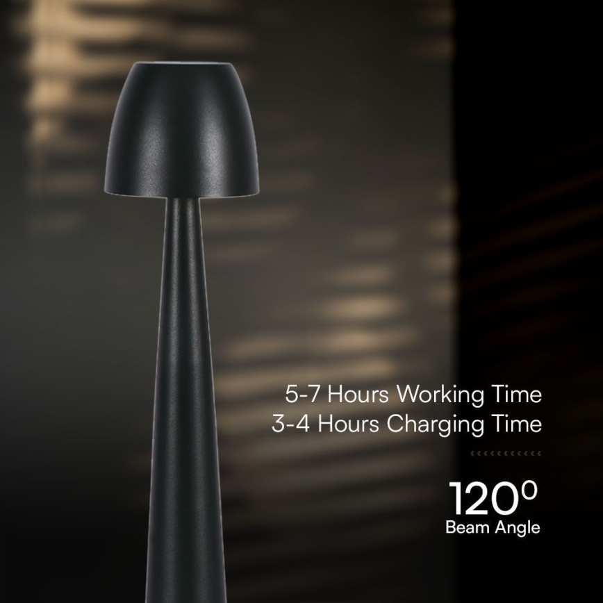 LED Stmievateľná nabíjacia dotyková stolná lampa LED/3W/5V 3000-6000K 1800 mAh čierna