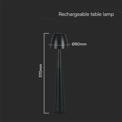 LED Stmievateľná nabíjacia dotyková stolná lampa LED/3W/5V 3000-6000K 1800 mAh čierna