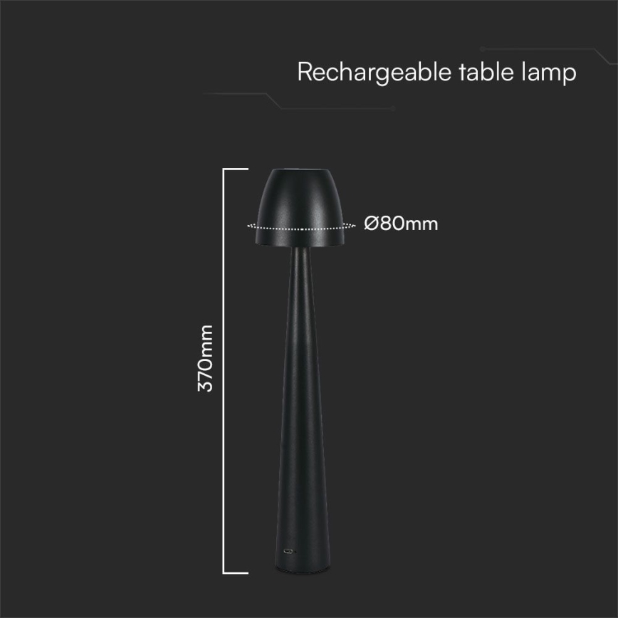 LED Stmievateľná nabíjacia dotyková stolná lampa LED/3W/5V 3000-6000K 1800 mAh čierna