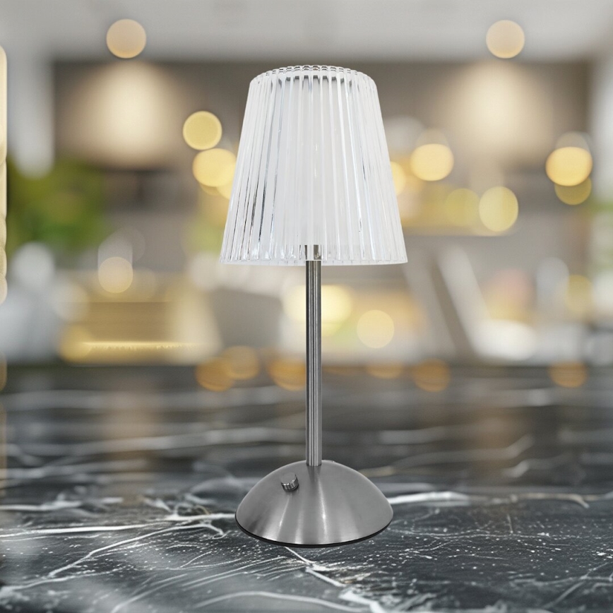 LED Stmievateľná dotyková nabíjacia stolná lampa ELBA LED/1,6W/800 mAh matný chróm/číra