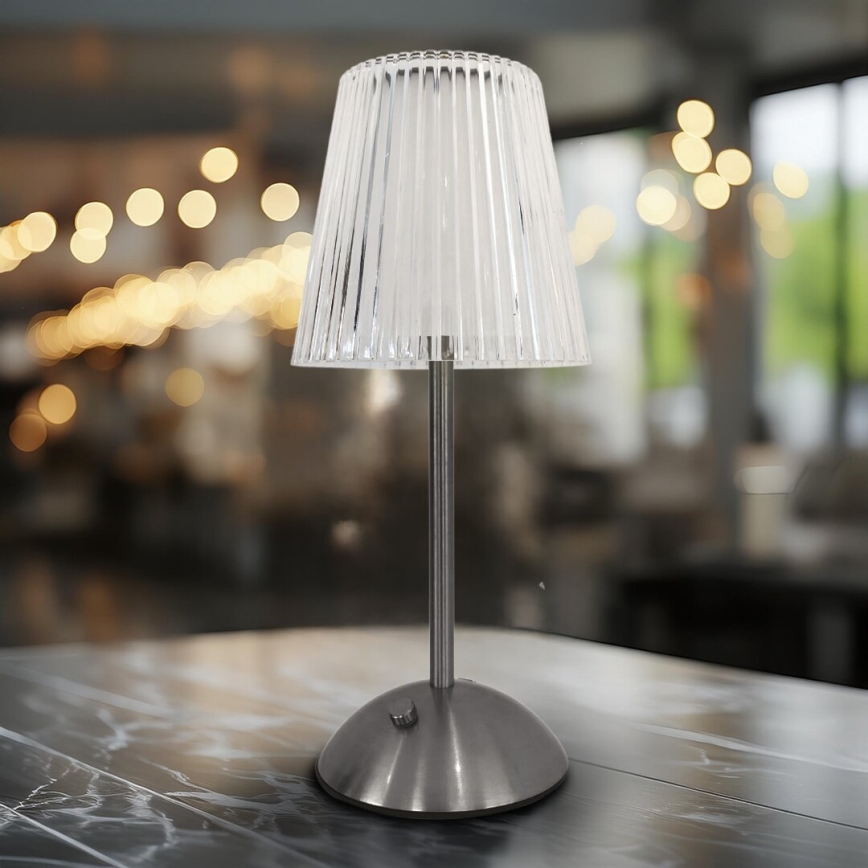 LED Stmievateľná dotyková nabíjacia stolná lampa ELBA LED/1,6W/800 mAh matný chróm/číra