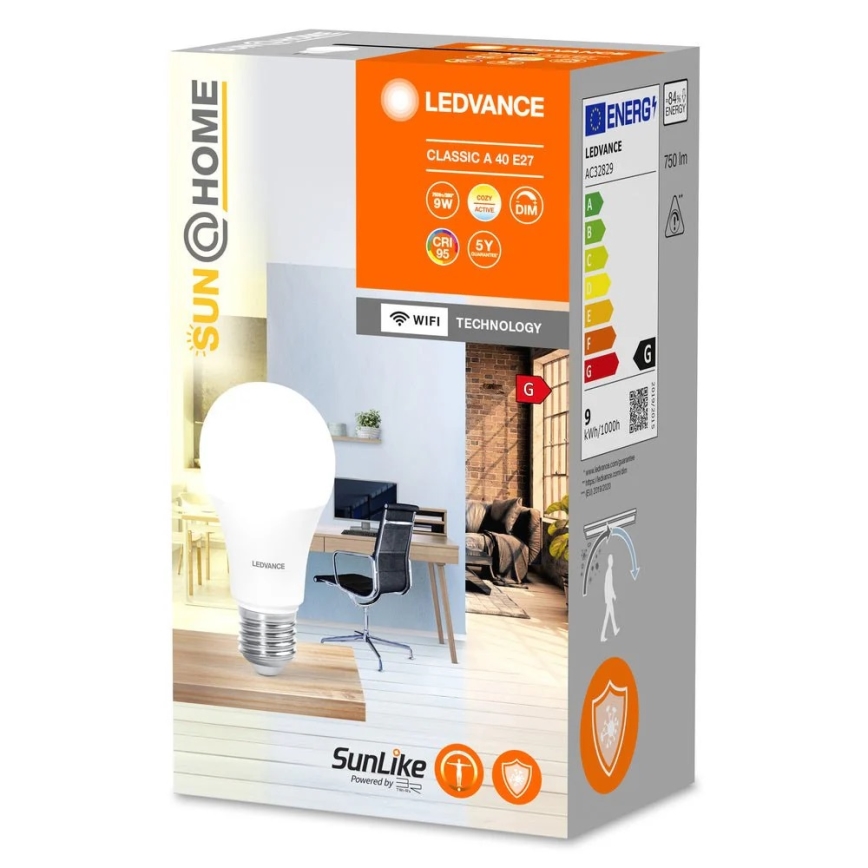 LED Stmievateľná antibakteriálna žiarovka A40 E27/9W/230V Wi-Fi - Ledvance