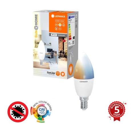 LED Stmievateľná antibakteriálna žiarovka B40 E14/4,9W/230V Wi-Fi - Ledvance