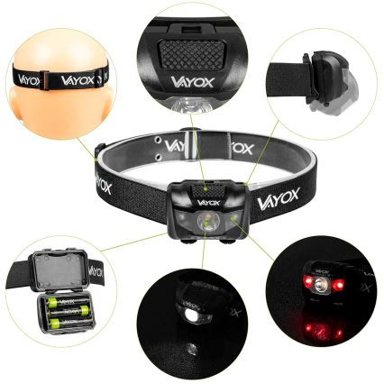 LED Stmievateľná čelovka 3xLED/3xAAA IPX4 100 lm