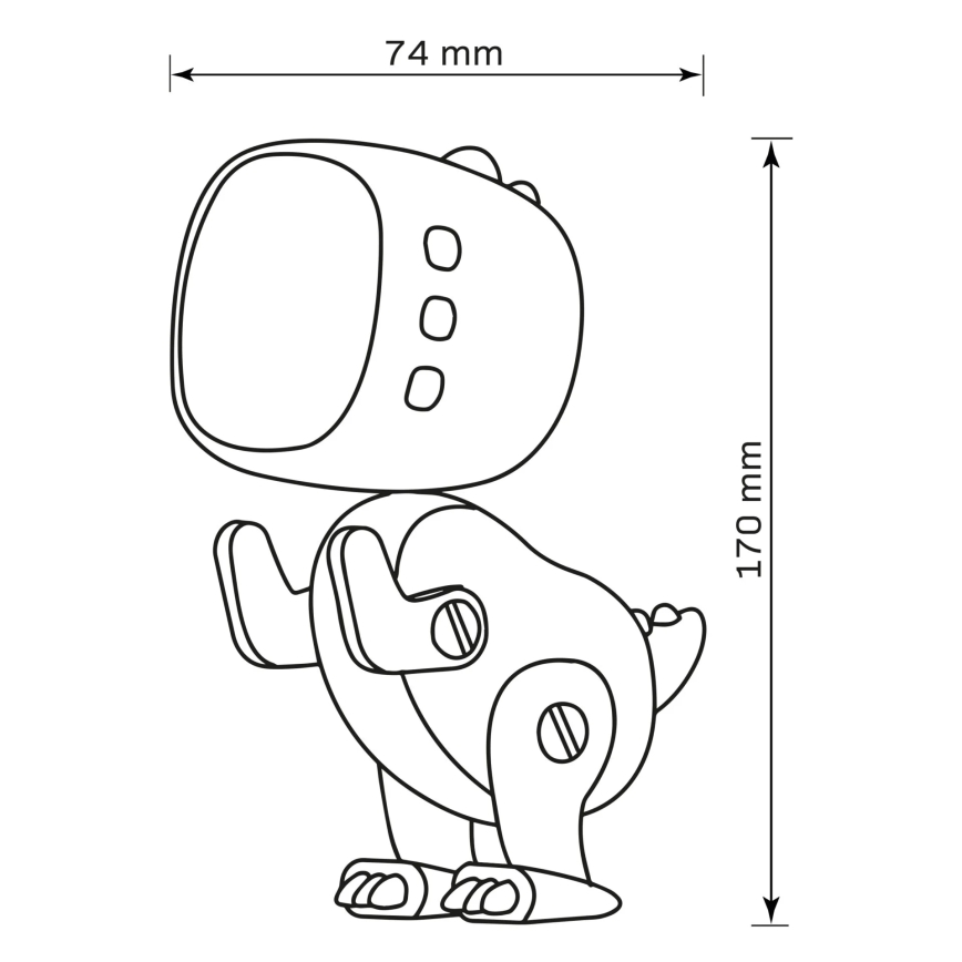 LED RGBW Stmievateľná detská nočný lampička s budíkom ROBOT LED/1W/5V 1200 mAh