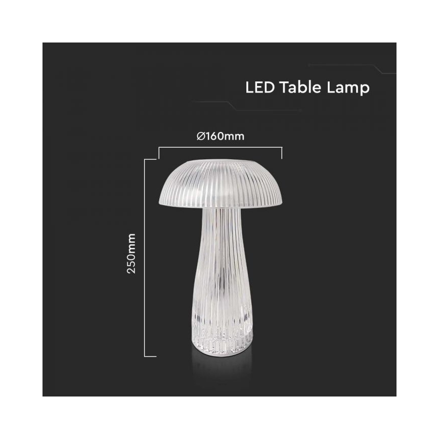 LED Stmievateľná dobíjacia dotyková stolná lampa LED/1W/5V 3000-6000K 1800 mAh číra