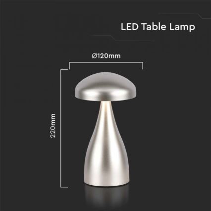 LED Stmievateľná dobíjacia dotyková stolná lampa LED/1W/5V 3000-6000K 1800 mAh strieborná