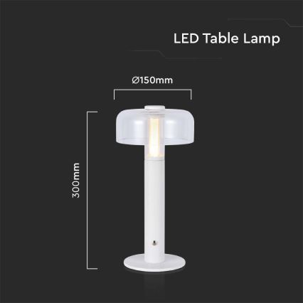 LED Stmievateľná dobíjacia dotyková stolná lampa LED/1W/5V 3000K 1800 mAh biela