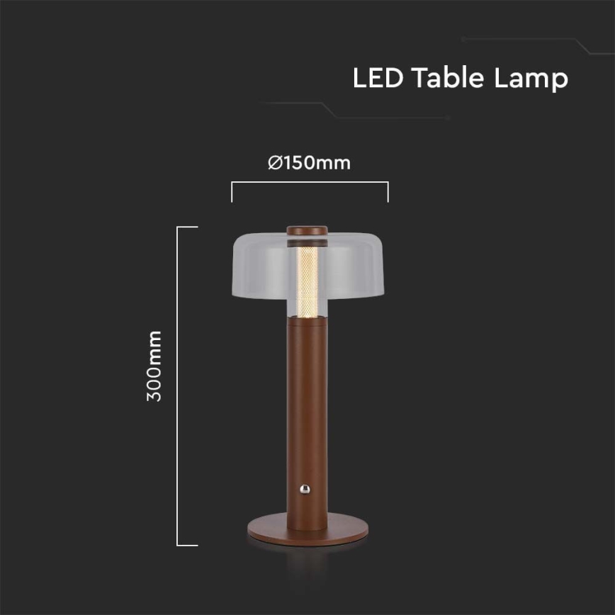 LED Stmievateľná dobíjacia dotyková stolná lampa LED/1W/5V 3000K 1800 mAh hnedá
