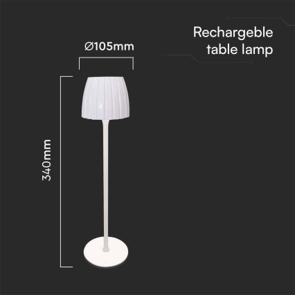 LED Stmievateľná nabíjacia dotyková stolná lampa LED/2,7W/5V 3000/4000/6000K 1800 mAh biela