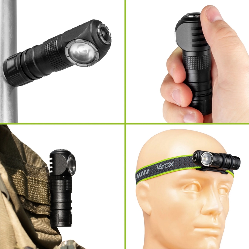 LED stmievateľná nabíjateľná čelovka s červeným svetlom 3v1 LED/10W/5V IP66 500 lm 800 mAh