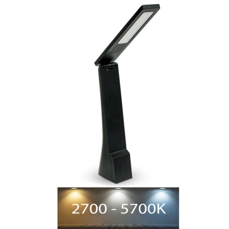 LED Stmievateľná dotyková dobíjacia stolná lampa USB LED/4W/5V 1200 mAh 2700K-5700K čierna