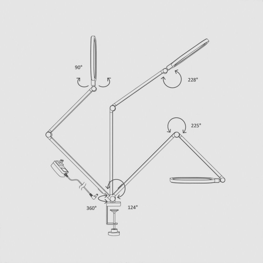 LED Stmievateľná dotyková flexibilná stolná lampa POINTIQ LED/15W/230V 3000-6500K CRI 96 čierna