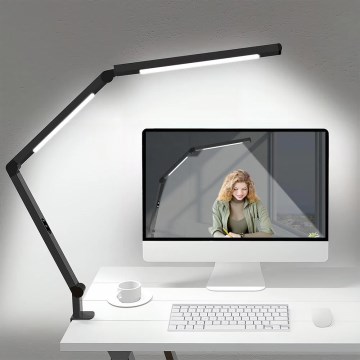 LED Stmievateľná dotyková flexibilná stolná lampa POINTIQ LED/12W/230V 3000/4000/5000/6500K CRI 92 čierna