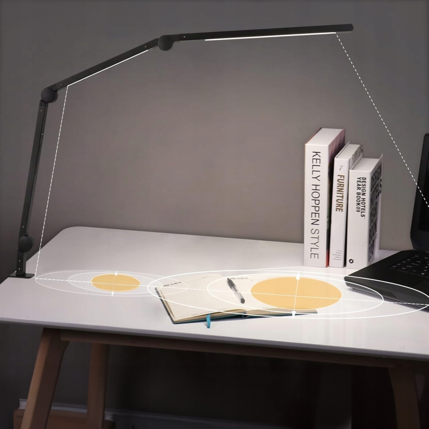 LED stmievateľná dotyková flexibilná stolná lampa s klipom LED/12W/230V 3000/4000/6000K čierna