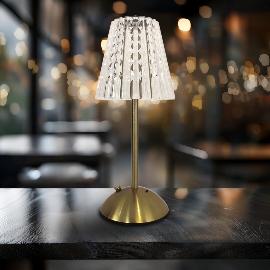 LED Stmievateľná dotyková nabíjacia stolná lampa ELBA LED/1,6W/800 mAh 3000/4000/6000K zlatá/číra