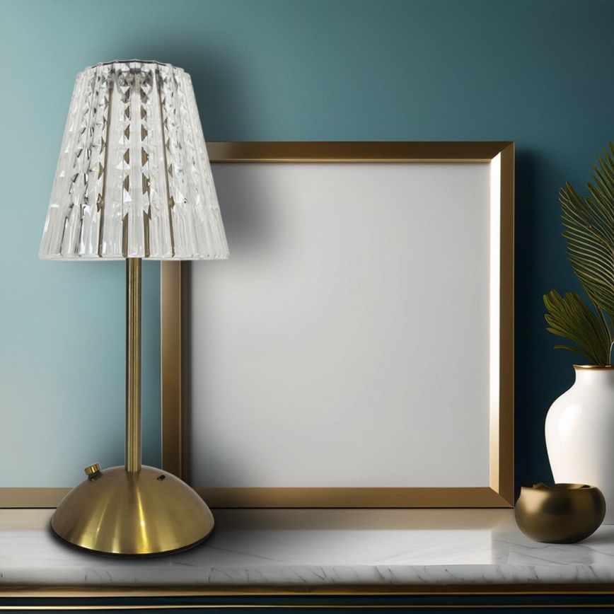 LED Stmievateľná dotyková nabíjacia stolná lampa ELBA LED/1,6W/800 mAh 3000/4000/6000K zlatá/číra