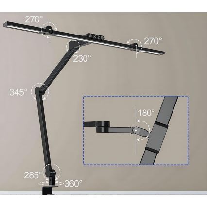 LED Stmievateľná dotyková flexibilní stolná lampa LED/24W/230V 3000-6500K CRI 92 čierna