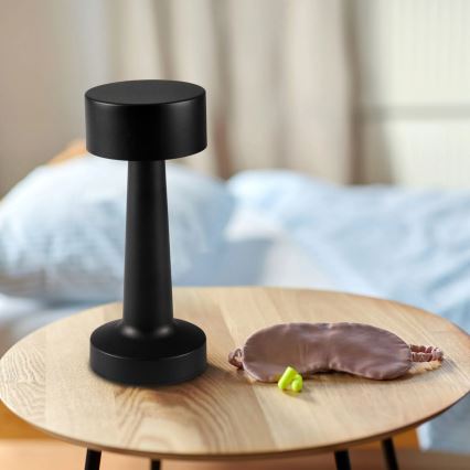 LED stmievateľná dotyková stolná lampa SIMPLY LED/5V 2700/4000/6500K 800 mAh čierna