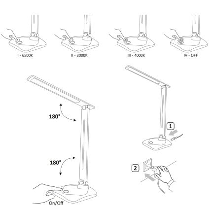 LED Stmievateľná dotyková stolná lampa TOLEDO LED/8W/230V 3000-6500K