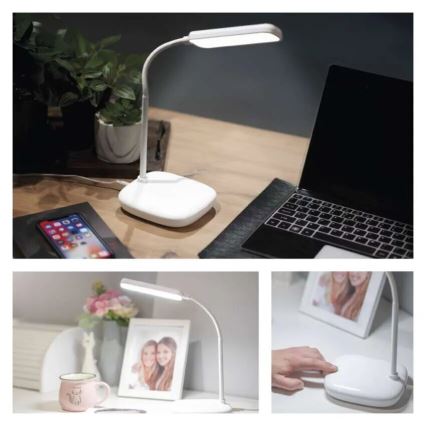 LED Stmievateľná flexibilná stolná lampa LED/12W/230V 3000K/4000K/6500K biela