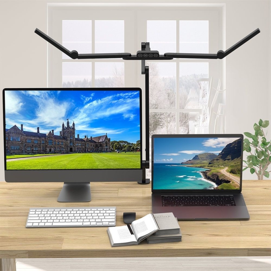 LED Stmievateľná dotyková flexibilná stolná lampa POINTIQ LED/24W/230V 3000-6500K CRI 92 čierna