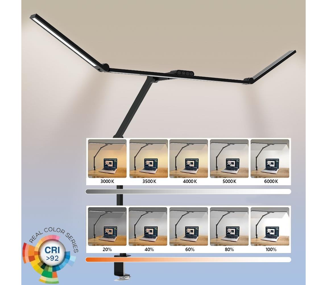  LED Stmievateľná flexibilná stolná lampa LED/36W/230V 3000-6500K CRI 92 čierna 