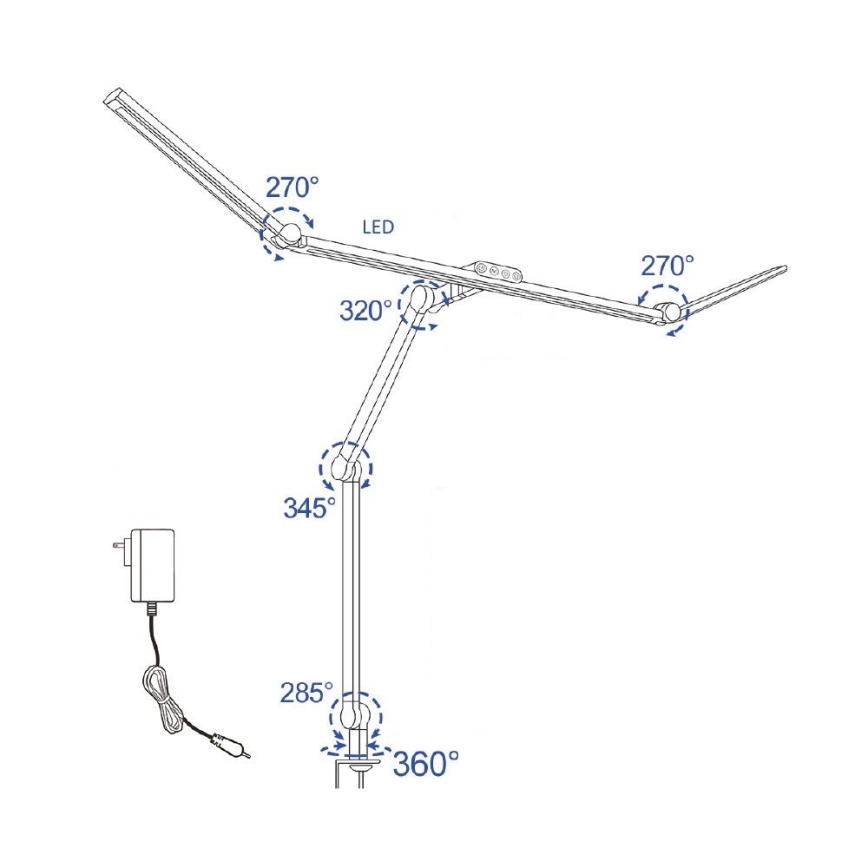 LED Stmievateľná dotyková flexibilná stolná lampa POINTIQ LED/36W/230V 3000-6500K CRI 92 čierna