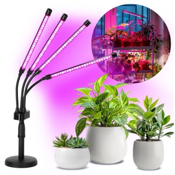 LED Stmievateľná flexibilná stolná lampa na pestovanie rastlín VITARO 4xLED/10W/230V čierna