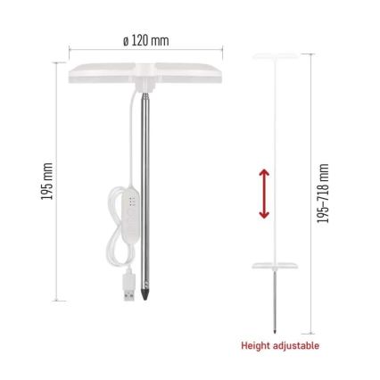 LED Stmievateľná interiérová lampa na pestovanie rastlín GROW LED/8W/5V