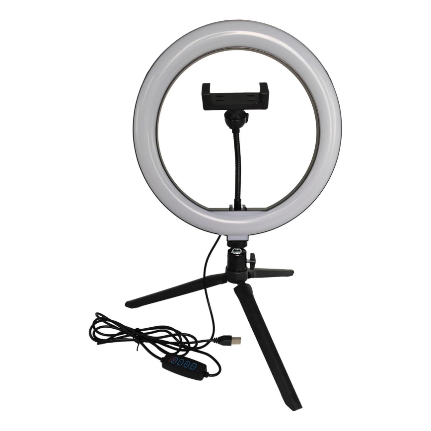 LED Stmievateľná lampa so statívom a držiakom na vlogovanie LED/10W/5V 2700-6500K