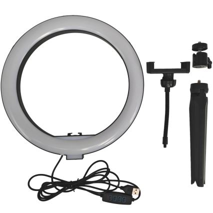 LED Stmievateľná lampa so statívom a držiakom na vlogovanie LED/10W/5V 2700-6500K