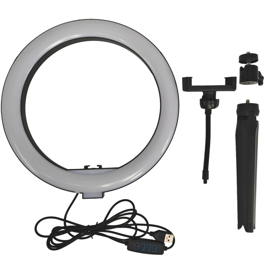 LED Stmievateľná lampa so statívom a držiakom na vlogovanie LED/10W/5V 2700-6500K