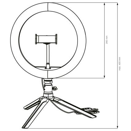 LED Stmievateľná lampa so statívom a držiakom na vlogovanie LED/10W/5V 2700-6500K